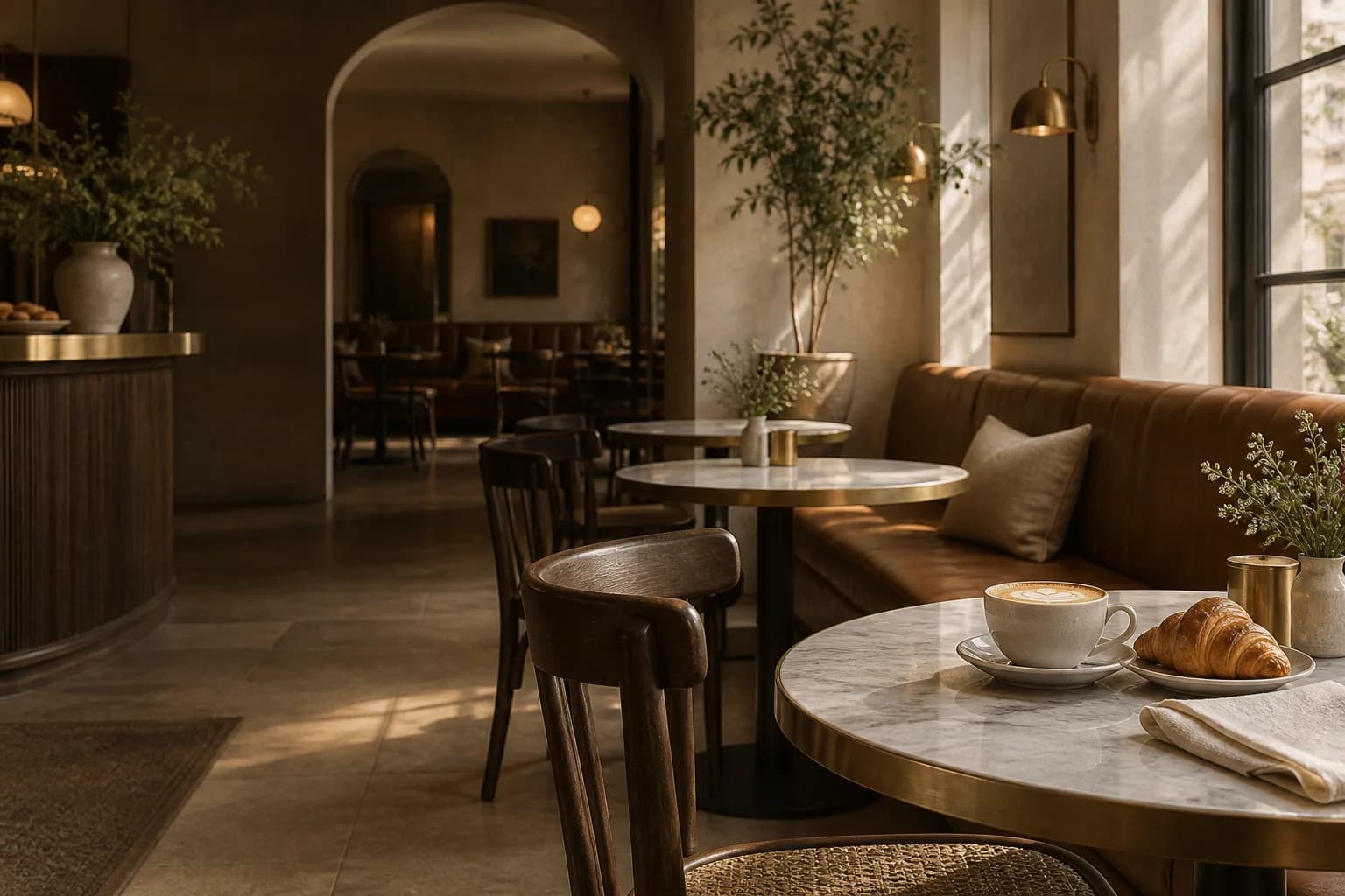 Warm morning interior of the Cafert dining room