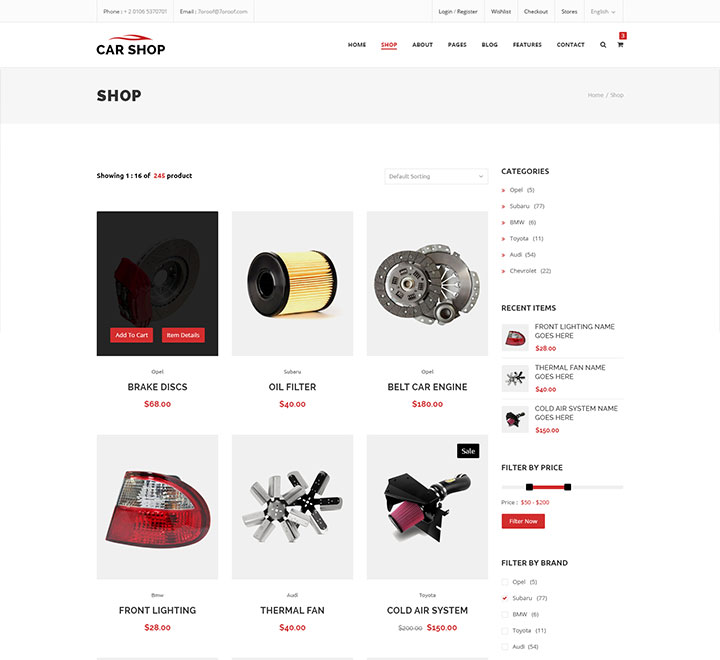 shop category left sidebar
